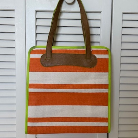 (NWOT) NEW NEIMAN MARCUS COLORFUL TOTE BAG, 14" X 14" X 6", 2 LEATHER STRAPS, - Picture 1 of 4